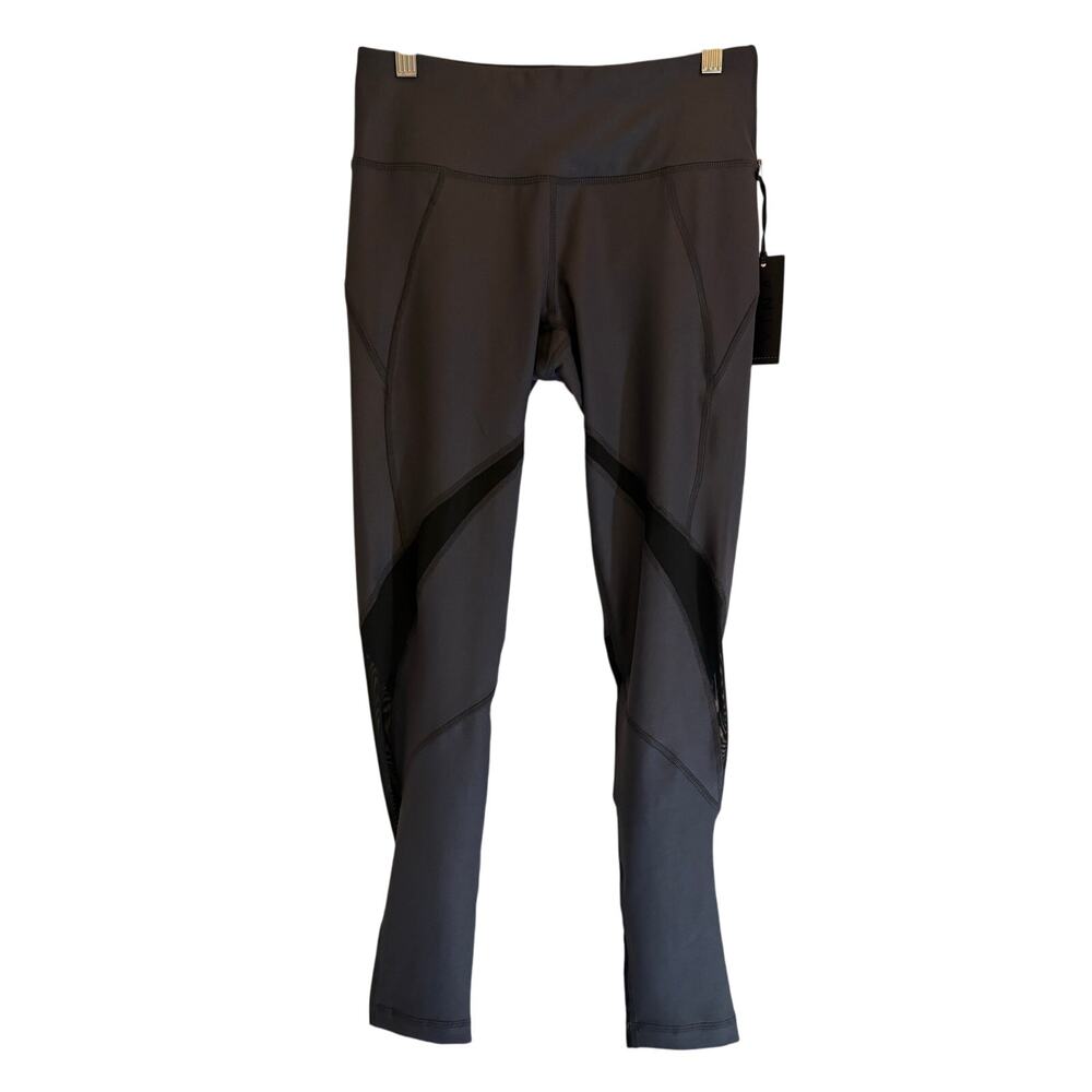 VINA Gunmetal Grey Mesh Panel High Rise Active Leggings PN72781 Womens‎ Small